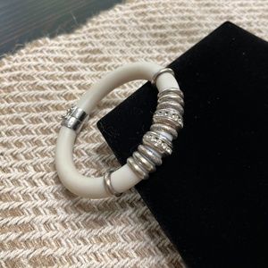 E Pearl 925 Silver Silicone Bracelet